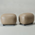 Elmer Faux Leather Ottoman – Round Khaki Ottoman | Decorative Ottoman | Kinwell Furniture | Modern Faux Leather Furniture